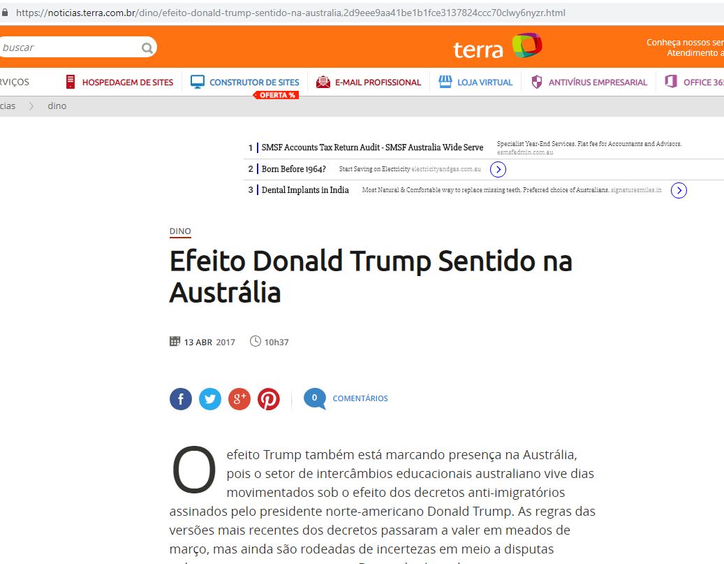 Efeito Donald Trump Sentido na Austrália