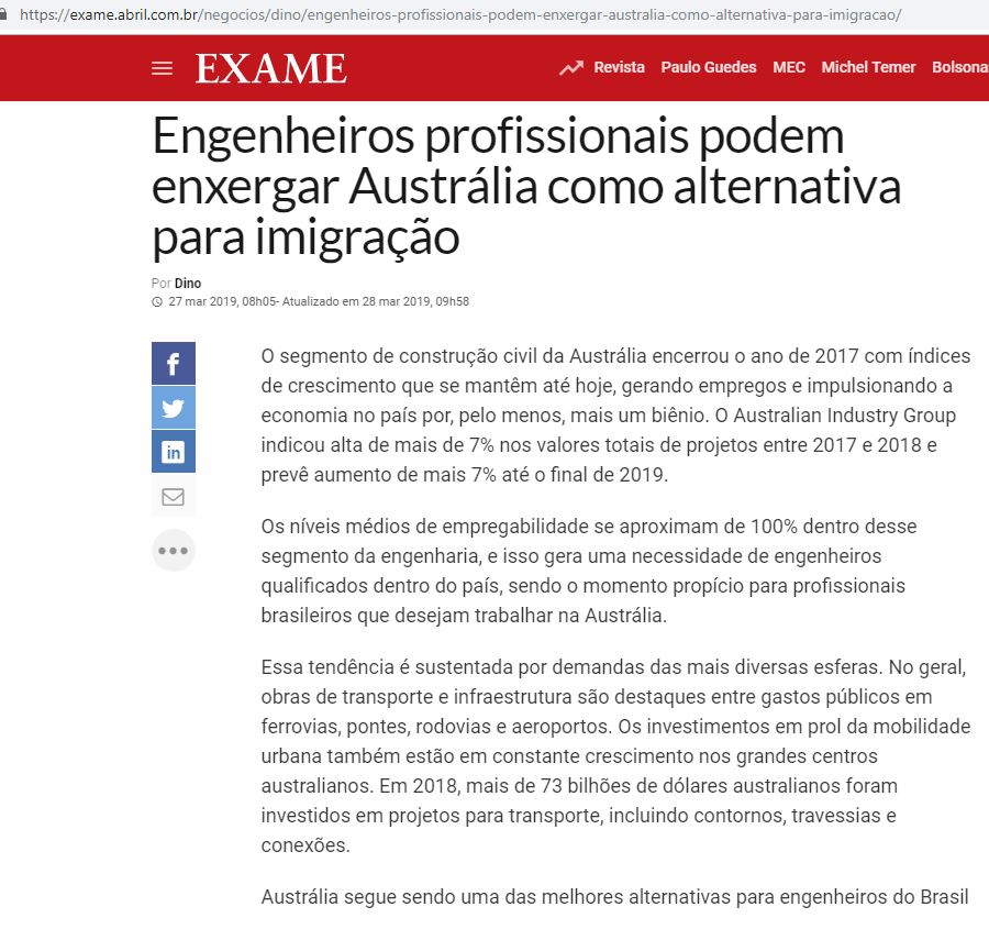 Imigração para a Austrália há mais de 17 anos. 