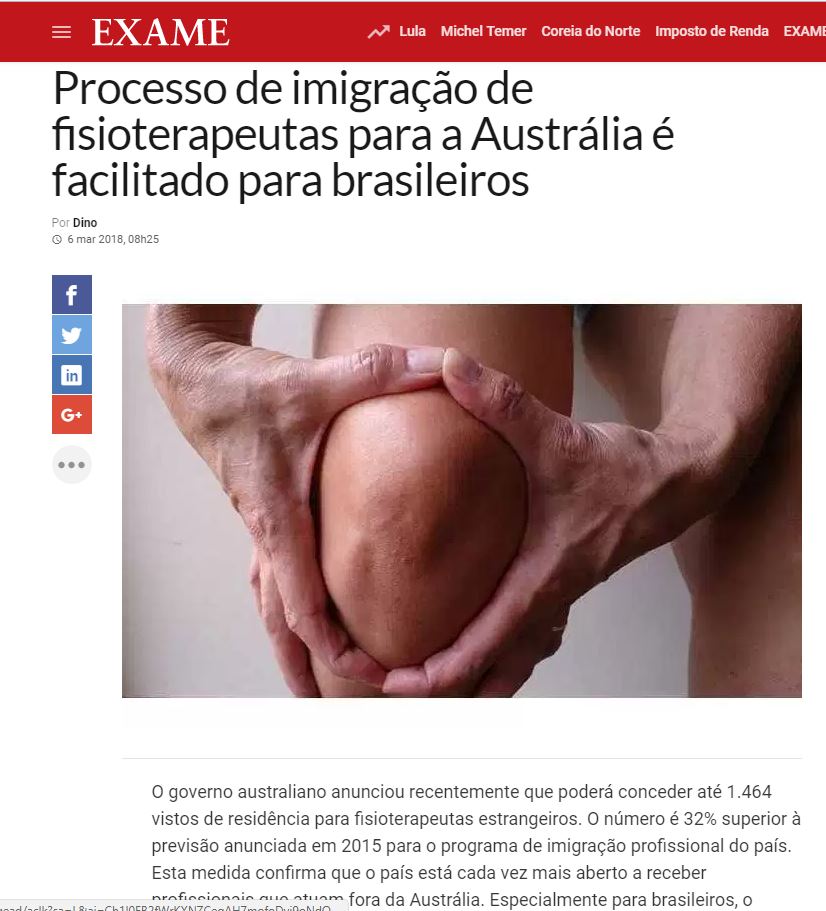 Exame - Fisioterapia na Australia